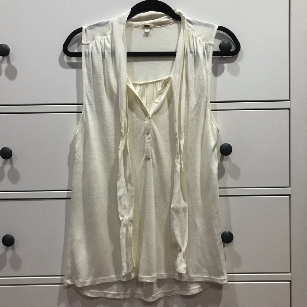 Jcrew white sleeveless top with silk tie